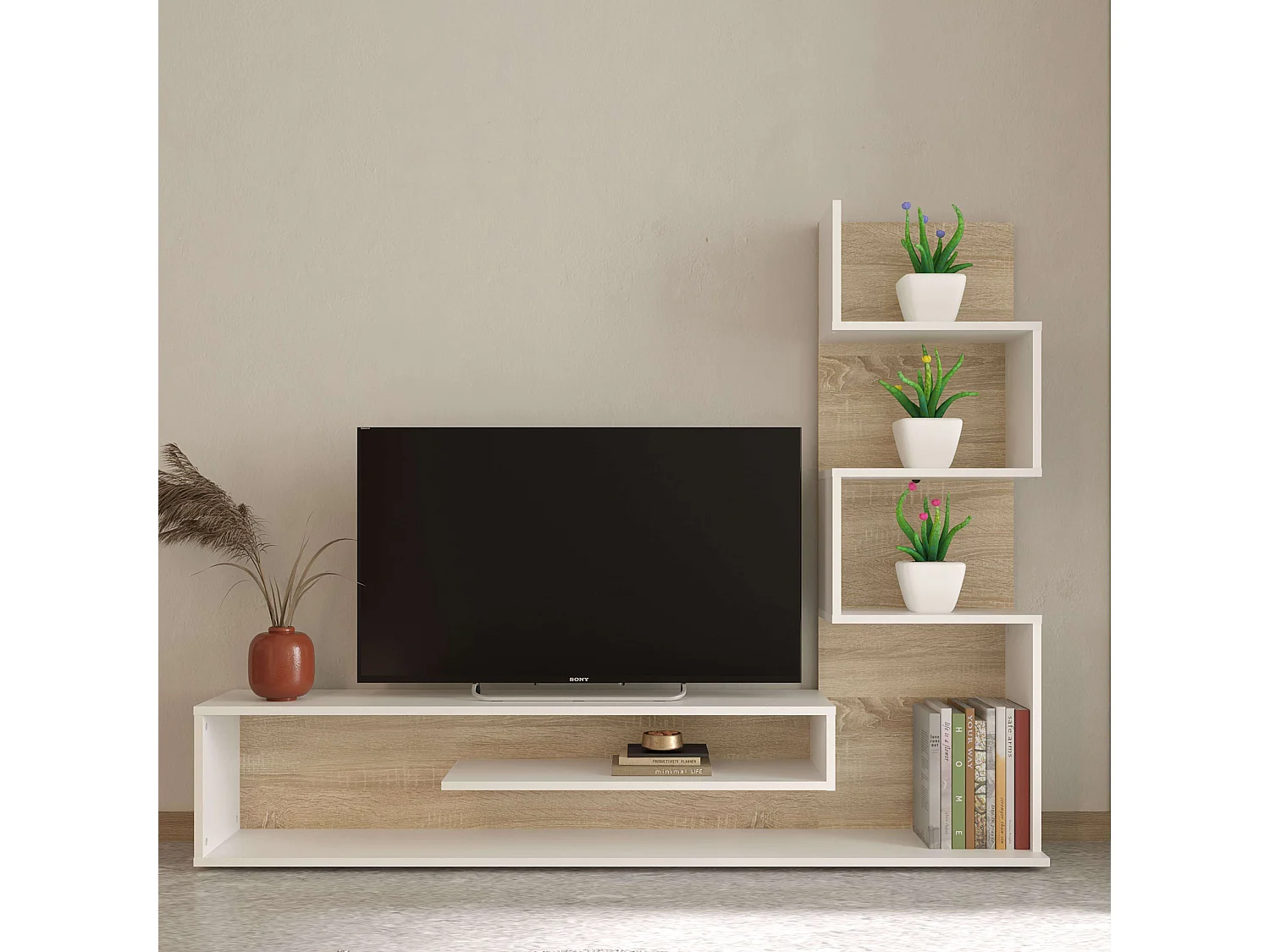 Module TV Snake Salon Salle à manger Style nordique Chêne Sonoma 160x130x29 cm