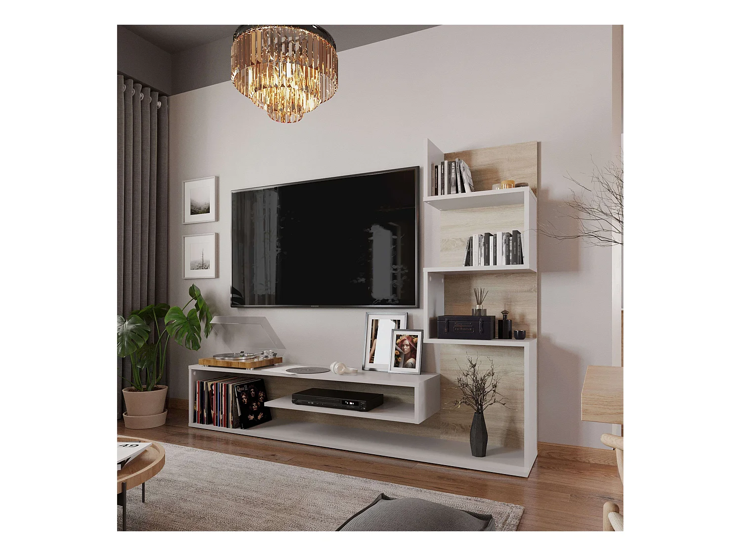 Module TV Snake Salon Salle à manger Style nordique Chêne Sonoma 160x130x29 cm