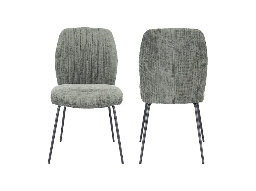 Pack de 2 sillas de 89x61x47 cm tapizadas en tela suave verde musgo y patas negras Nalon