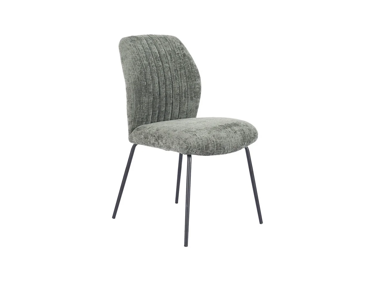 Pack de 2 sillas de 89x61x47 cm tapizadas en tela suave verde musgo y patas negras Nalon