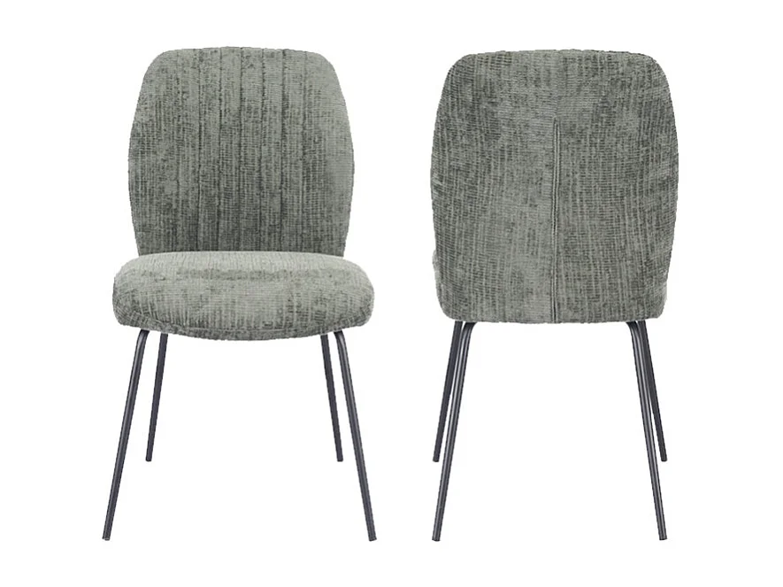 Pack de 2 sillas de 89x61x47 cm tapizadas en tela suave verde musgo y patas negras Nalon