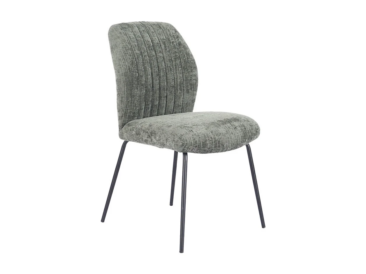 Pack de 2 sillas de 89x61x47 cm tapizadas en tela suave verde musgo y patas negras Nalon