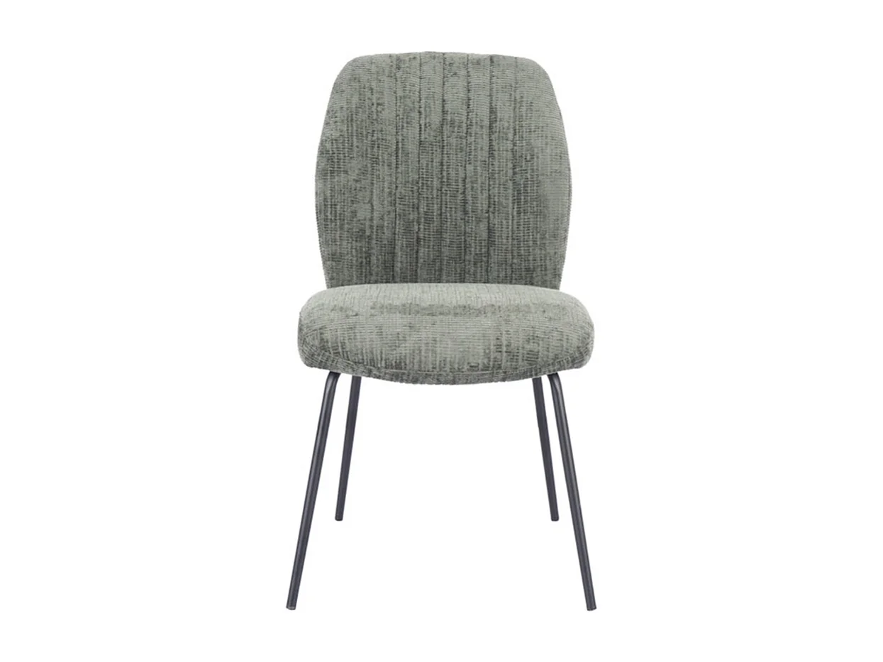 Pack de 2 sillas de 89x61x47 cm tapizadas en tela suave verde musgo y patas negras Nalon