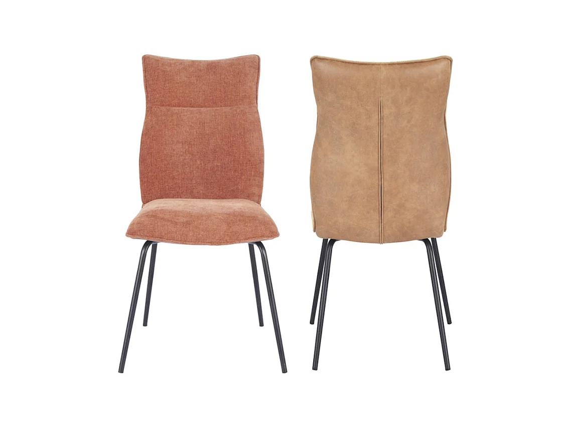 Pack de 2 sillas de 95x65x45 cm con respaldo trasero en símil napa en color teja Roma