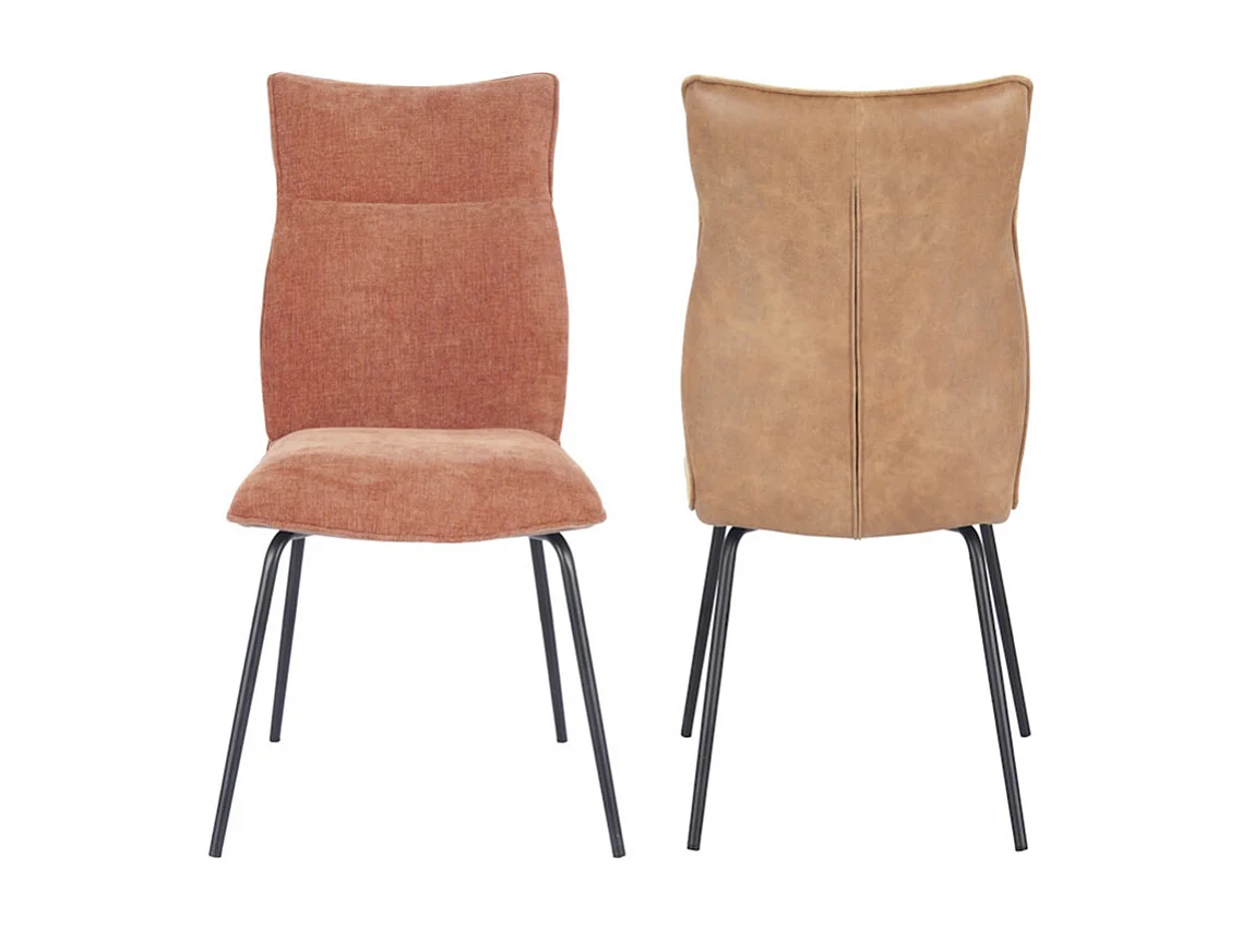 Pack de 2 sillas de 95x65x45 cm con respaldo trasero en símil napa en color teja Roma