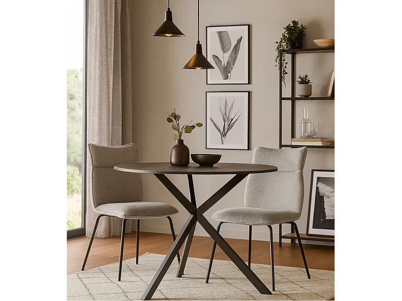 Pack de 2 sillas de 95x65x45 cm con respaldo trasero en símil napa en color gris Roma