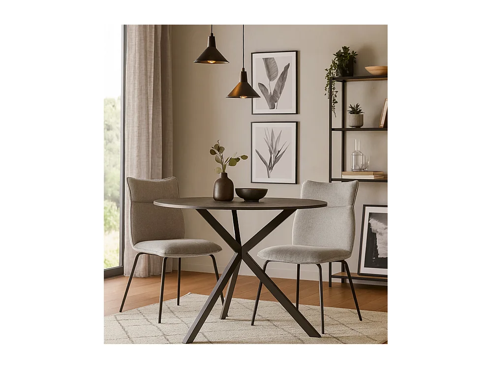 Pack de 2 sillas de 95x65x45 cm con respaldo trasero en símil napa en color gris Roma