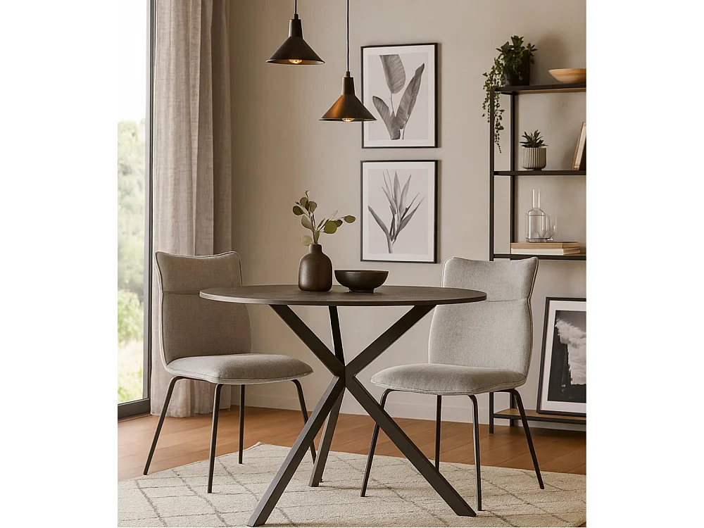 Pack de 2 sillas de 95x65x45 cm con respaldo trasero en símil napa en color gris Roma