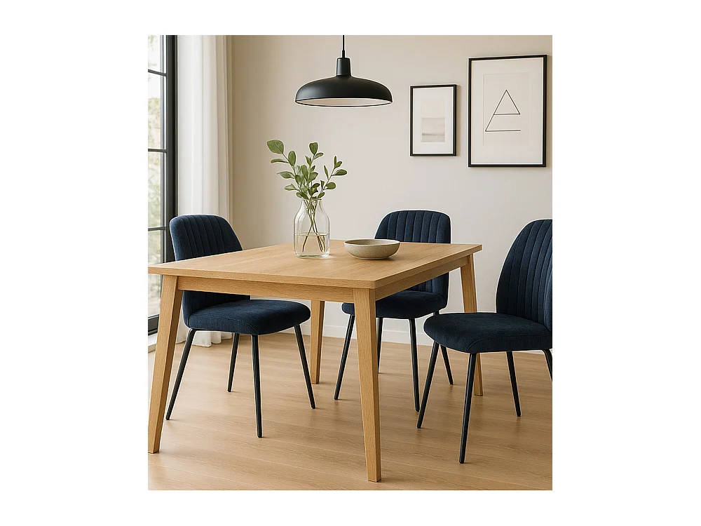 Pack de 2 sillas de 89x61x47 cm tapizadas en tela suave azul y patas negras Nalon