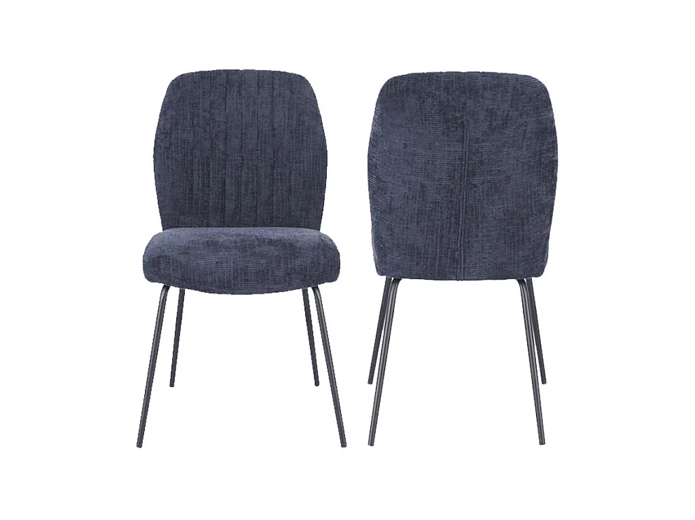 Pack de 2 sillas de 89x61x47 cm tapizadas en tela suave azul y patas negras Nalon