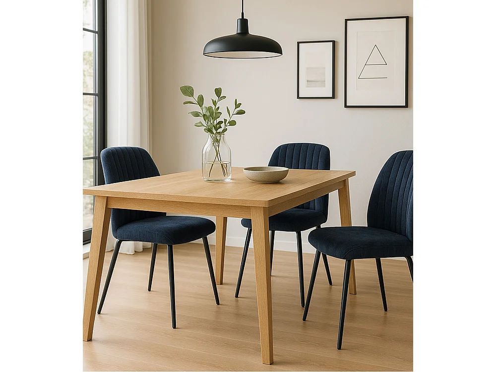 Pack de 2 sillas de 89x61x47 cm tapizadas en tela suave azul y patas negras Nalon