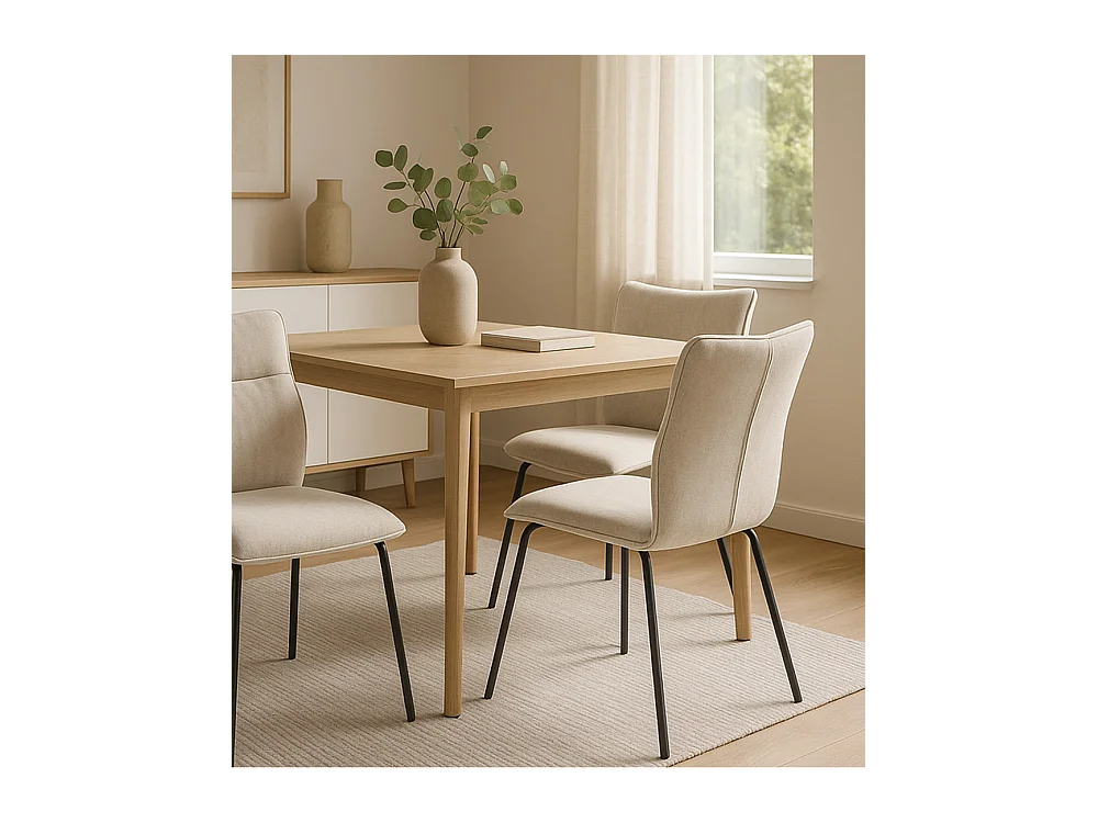 Pack de 2 sillas de 95x65x45 cm con respaldo trasero en símil napa en color beige Roma