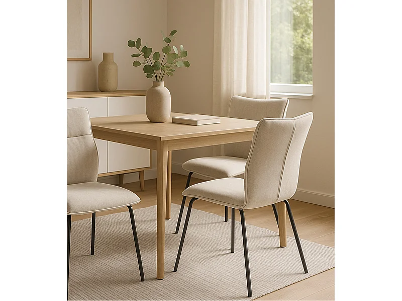 Pack de 2 sillas de 95x65x45 cm con respaldo trasero en símil napa en color beige Roma