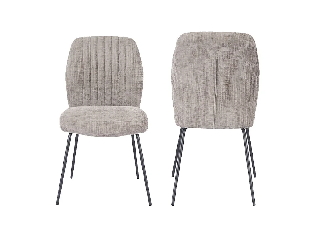 Pack de 2 sillas de 89x61x47 cm tapizadas en tela suave beige y patas negras Nalon