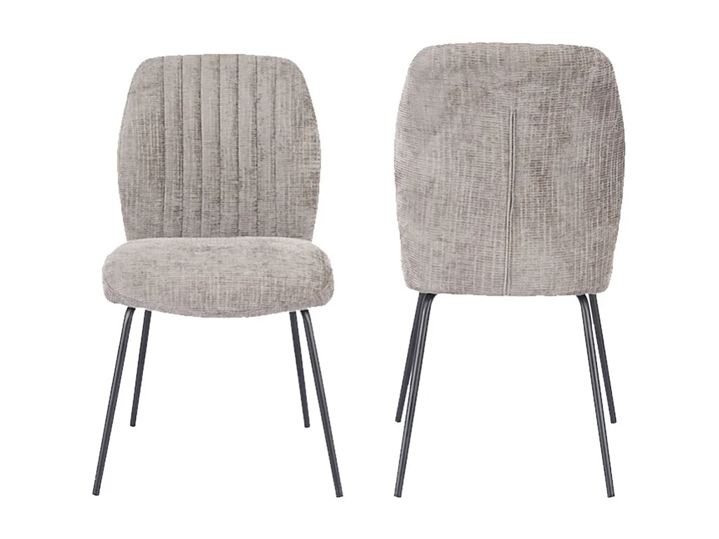 Pack de 2 sillas de 89x61x47 cm tapizadas en tela suave beige y patas negras Nalon