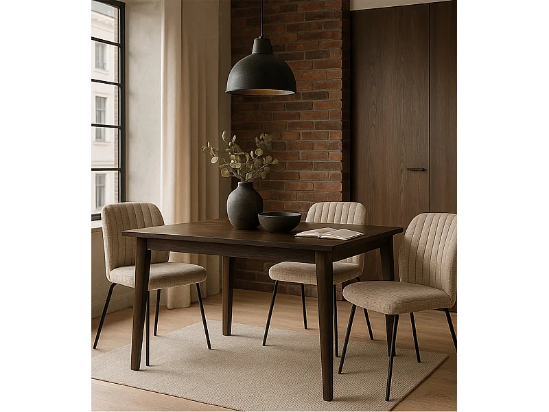 Pack de 2 sillas de 89x61x47 cm tapizadas en tela suave beige y patas negras Nalon