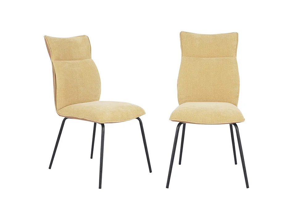 Pack de 2 sillas de 95x65x45 cm con respaldo trasero en símil napa en color mostaza Roma