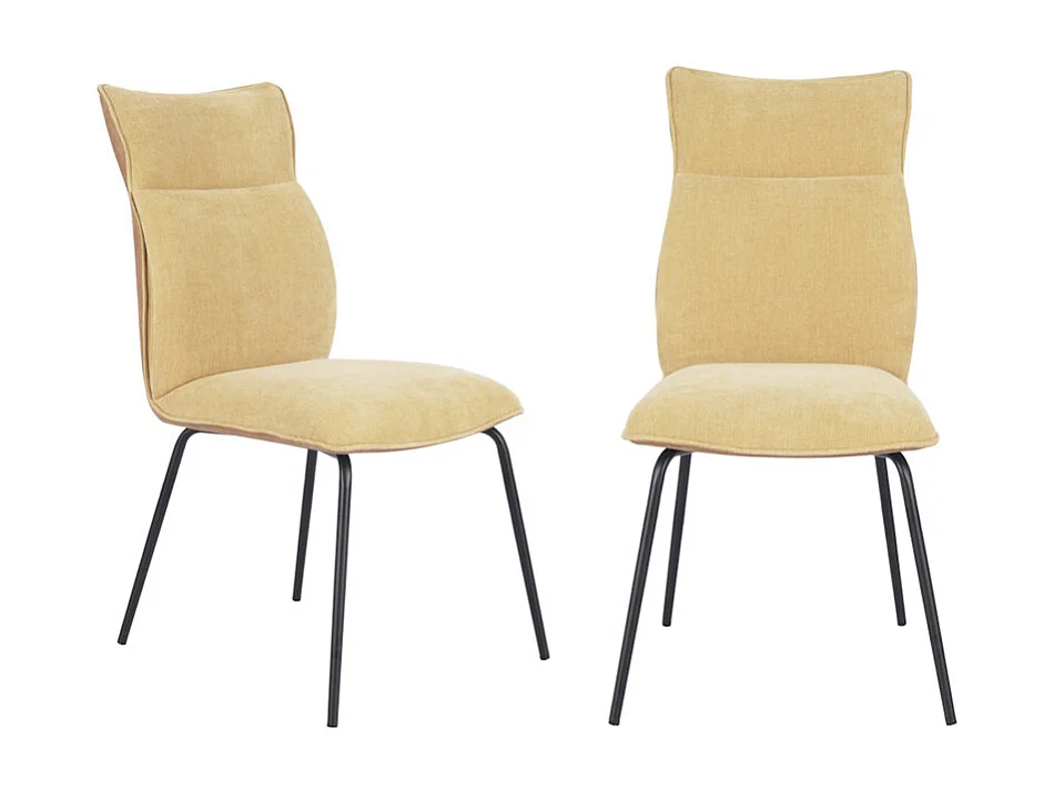 Pack de 2 sillas de 95x65x45 cm con respaldo trasero en símil napa en color mostaza Roma