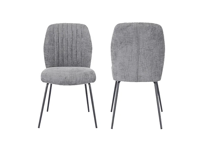 Pack de 2 sillas de 89x61x47 cm tapizadas en tela suave gris socuro y patas negras Nalon