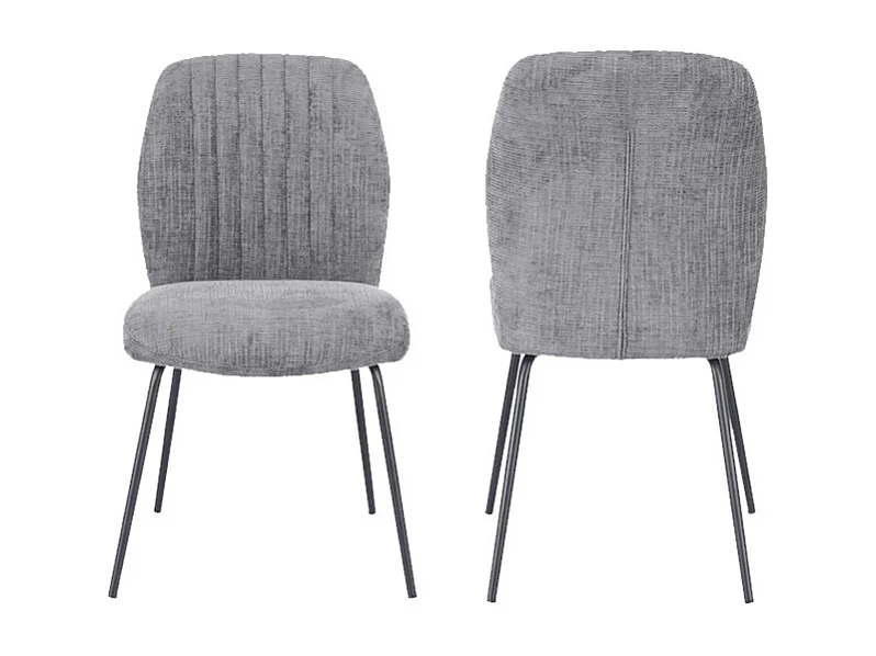 Pack de 2 sillas de 89x61x47 cm tapizadas en tela suave gris socuro y patas negras Nalon