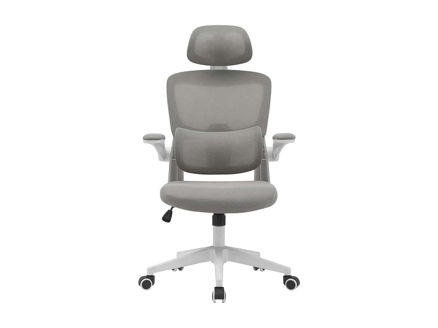 Silla de oficina de 114-124x65x55 cm de tela con refuerzo lumbar maxi en color gris Aron