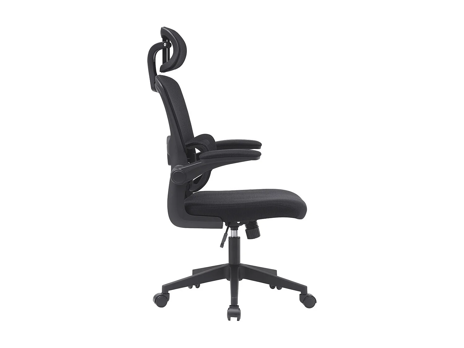 Silla de oficina de 114-124x65x55 cm de tela con refuerzo lumbar maxi en color negro Aron