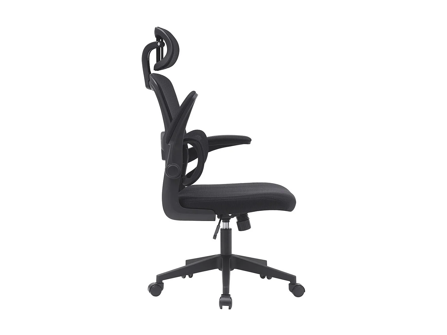 Silla de oficina de 114-124x65x55 cm de tela con refuerzo lumbar maxi en color negro Aron