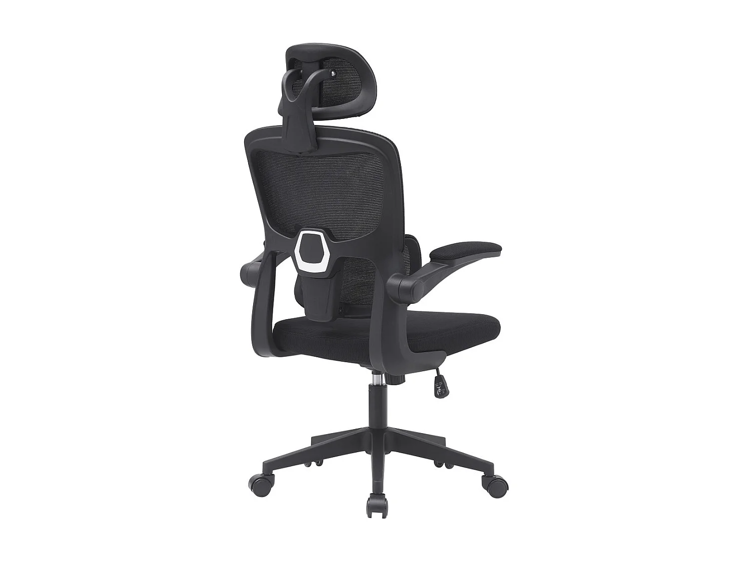 Silla de oficina de 114-124x65x55 cm de tela con refuerzo lumbar maxi en color negro Aron