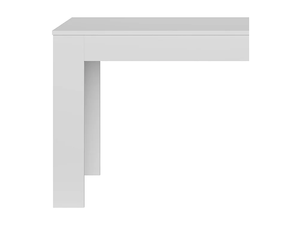 Mesa de comedor de 75x80x140 cm en aglomerado con patas en forma de L en color blanco Uki
