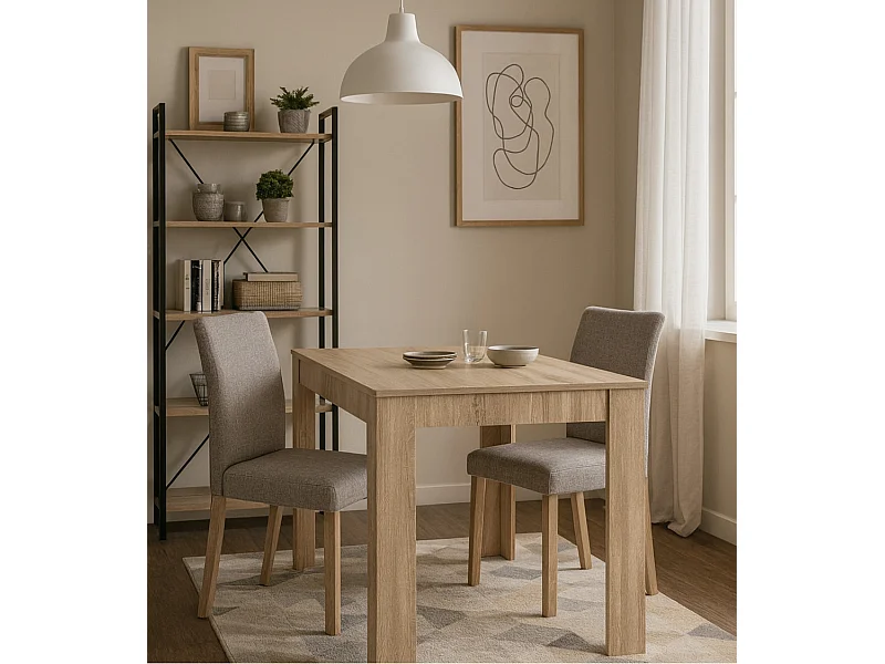 Mesa de comedor de 75x80x140 cm en aglomerado con patas en forma de L color cambrian Uki