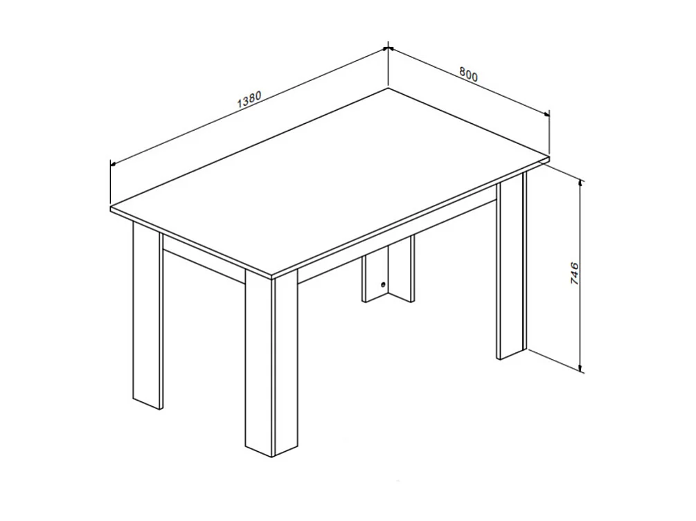 Mesa de comedor de 75x80x140 cm en aglomerado con patas en forma de L color cambrian Uki