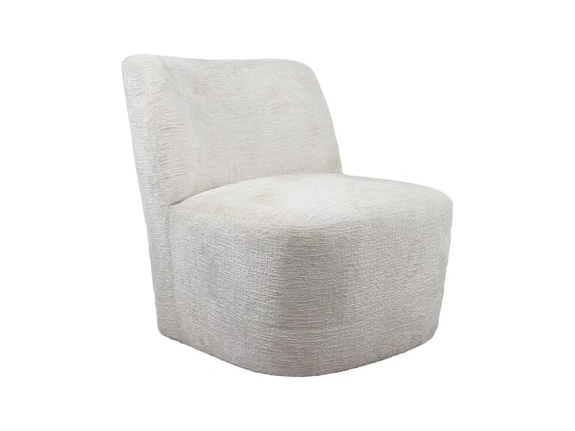 Butaca de 69x65x75 cm con mecanismo giratorio de 360º y estructura de madera blanco Gian