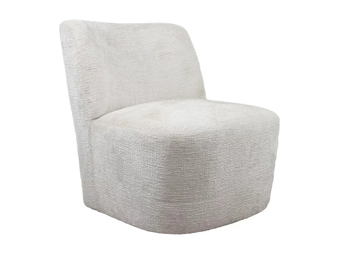 Butaca de 69x65x75 cm con mecanismo giratorio de 360º y estructura de madera blanco Gian