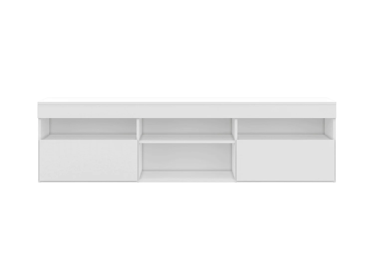 Meuble TV Oshi Salon 2 Portes 4 Étagères Blanc 175x48x35 cm