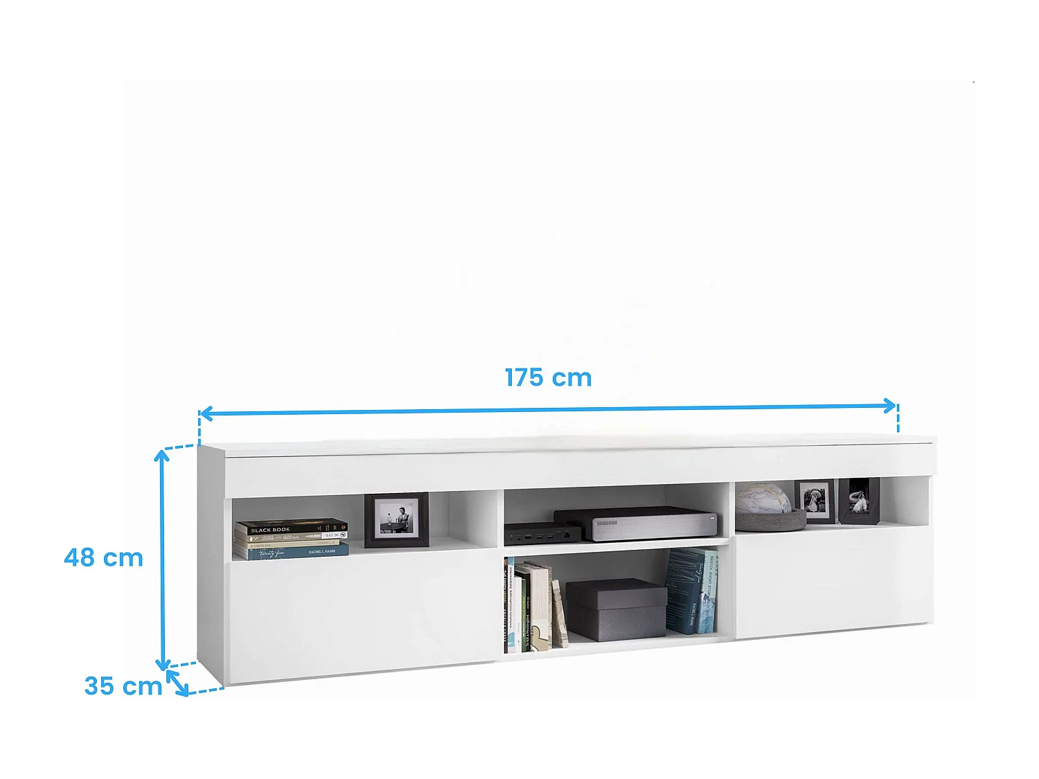 Móvel TV Oshi Sala 2 Portas 4 Prateleiras Branco 175x48x35 cm