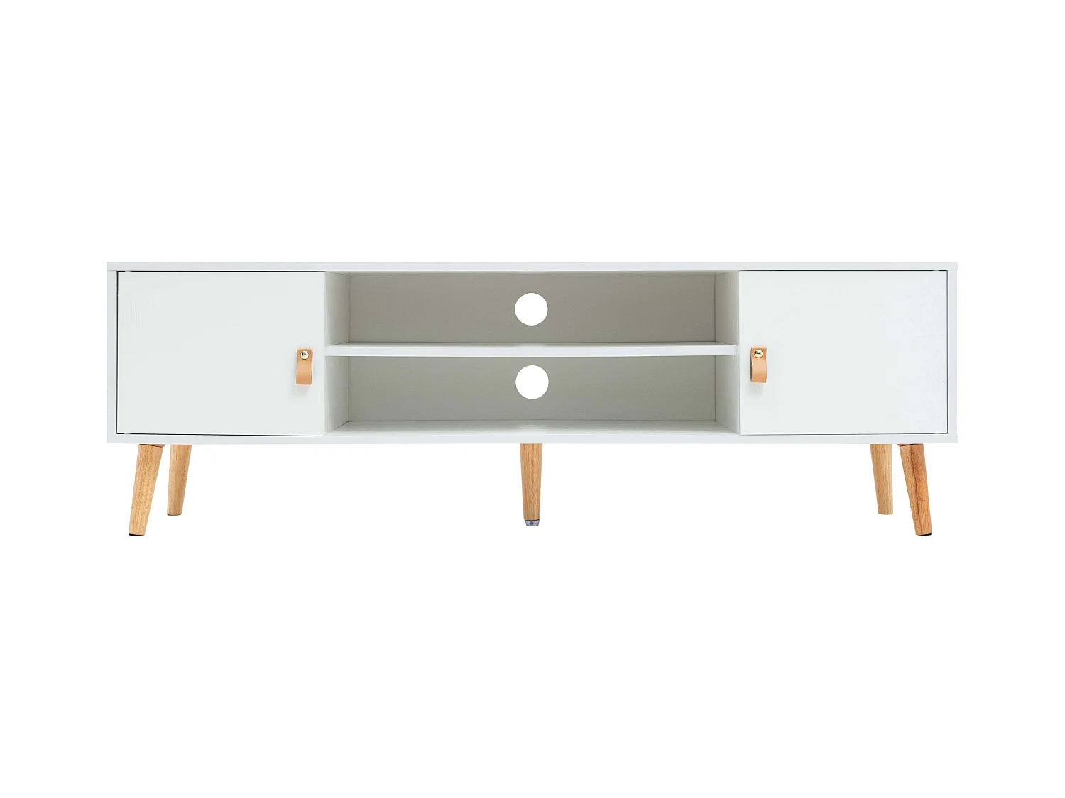 Móvel TV Anzio 2 Portas 1 Prateleira Pinho Branco Pés Melamina 140 cm