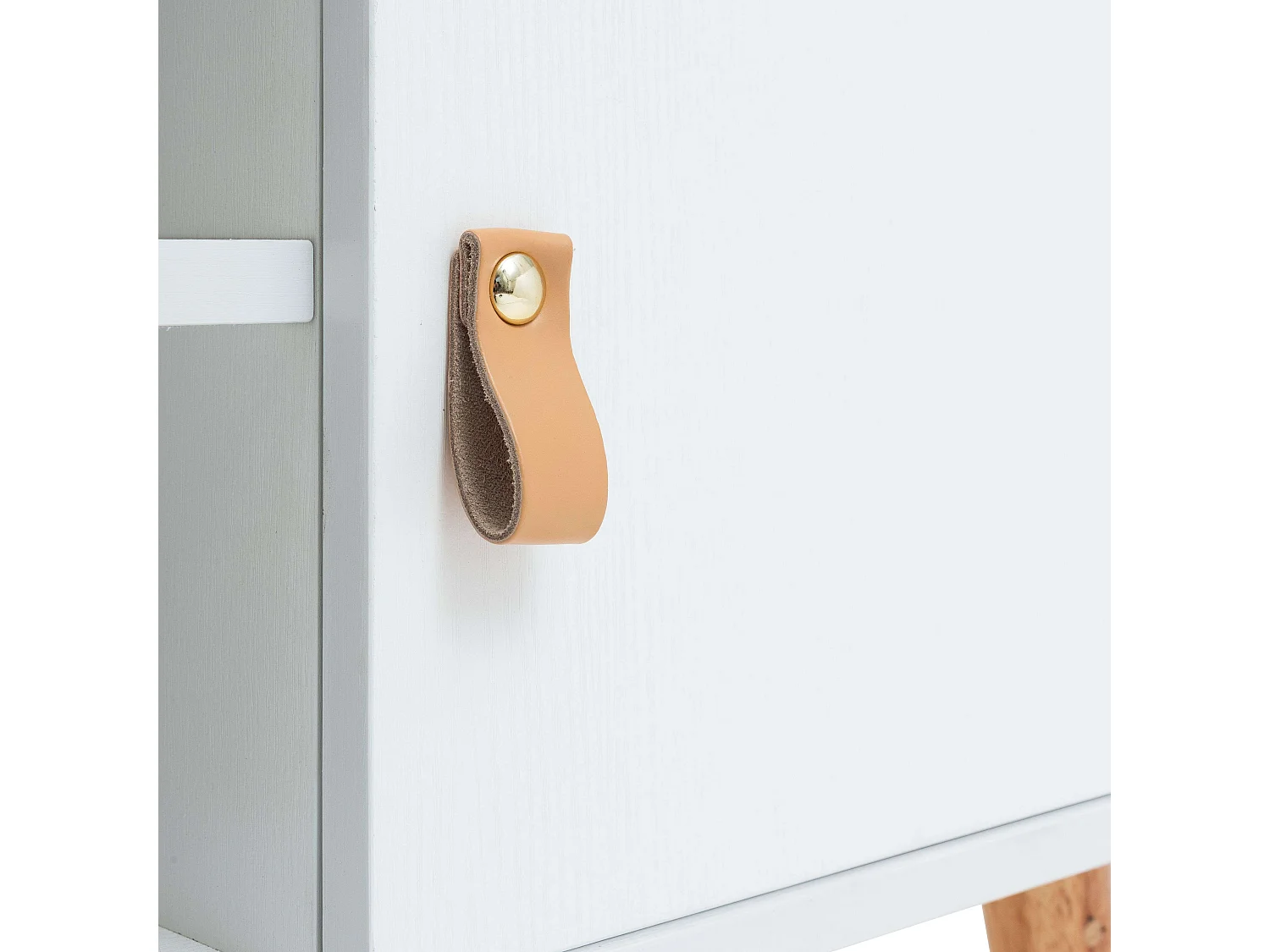 Meuble TV Anzio 2 portes 1 étagère Pieds en pin blanc Mélamine 140 cm