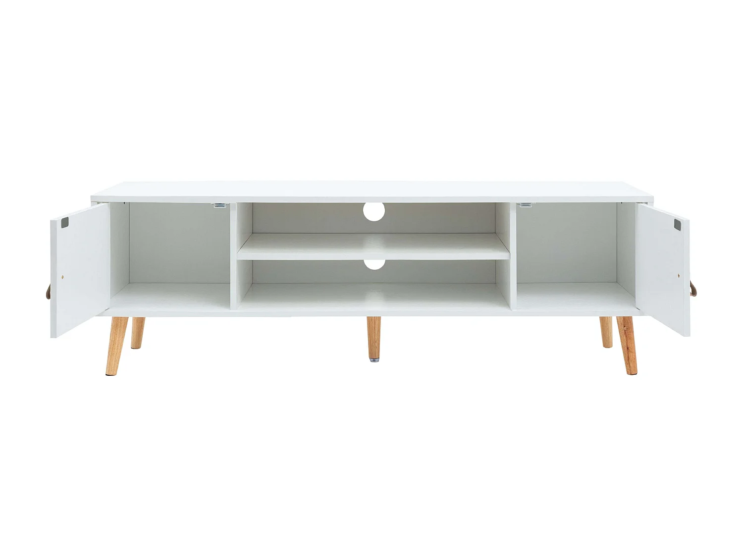 Móvel TV Anzio 2 Portas 1 Prateleira Pinho Branco Pés Melamina 140 cm
