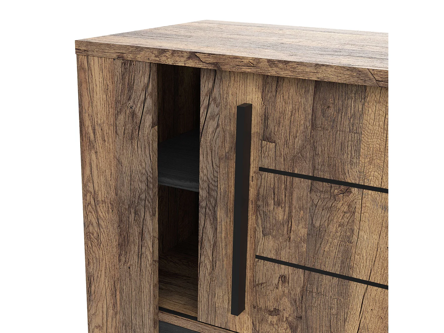 Mueble TV Salón Mónaco Puertas Correderas Roble Saloon y Negro 185 cm