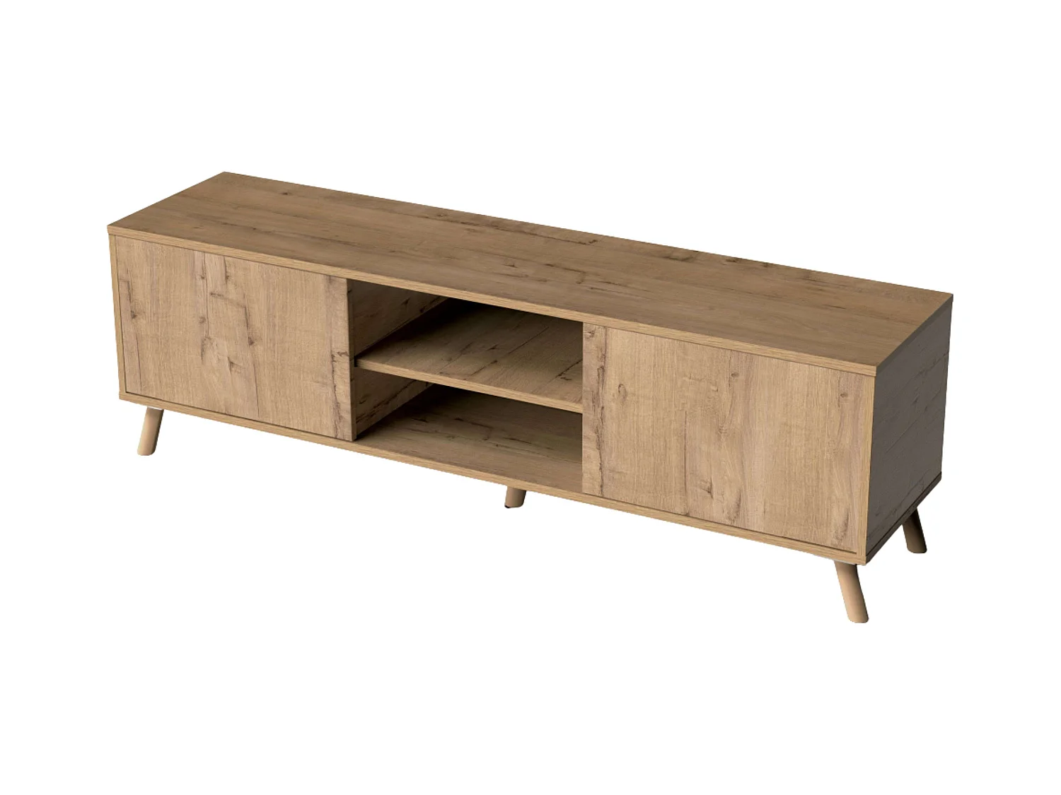 Meuble TV Oslo 2 portes 1 étagère Chêne doré 160 cm