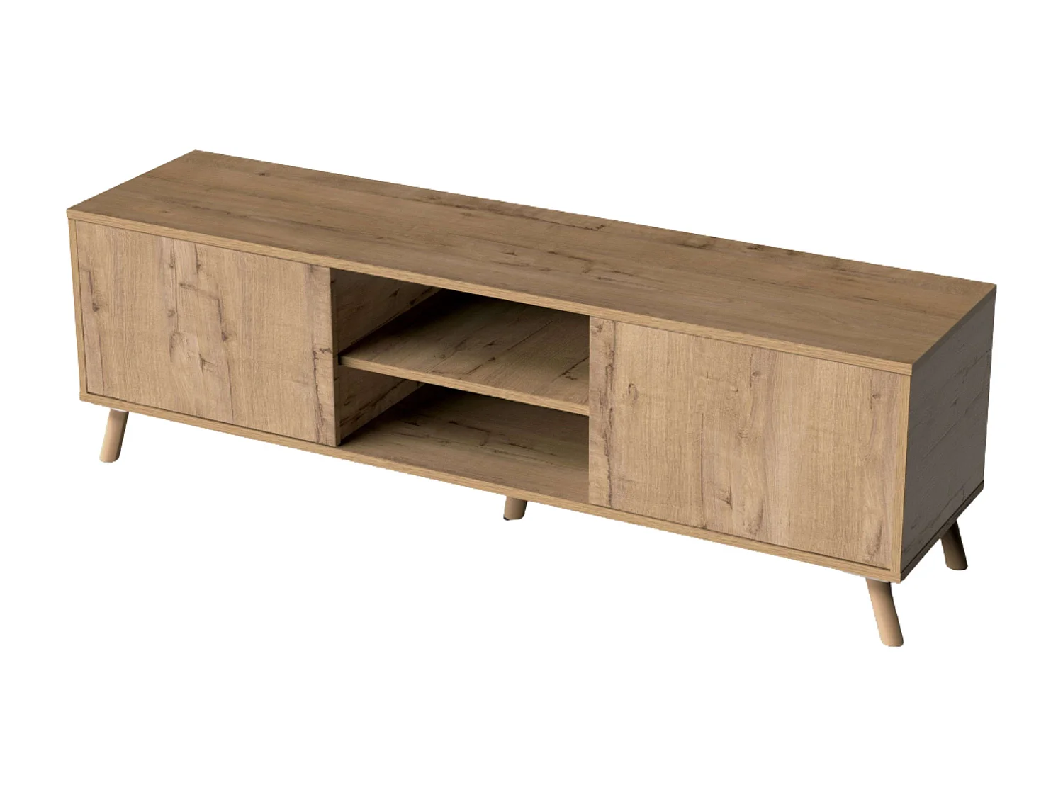 Meuble TV Oslo 2 portes 1 étagère Chêne doré 160 cm