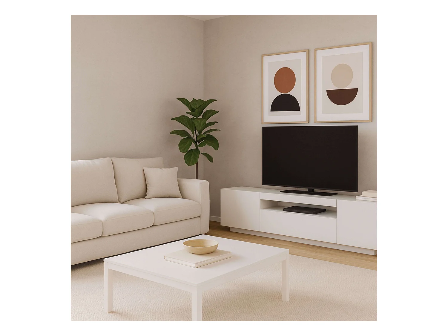 Mueble TV Sami Salón Contemporáneo Blanco 1C 2P 1 Hueco 200x42x37cm
