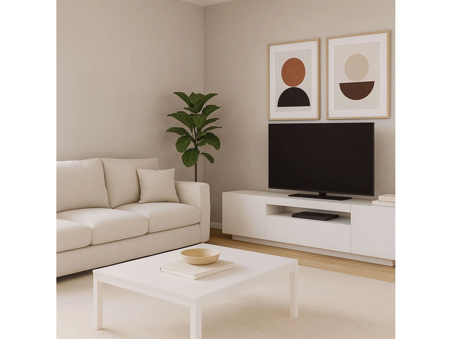 Mueble TV Sami Salón Contemporáneo Blanco 1C 2P 1 Hueco 200x42x37cm