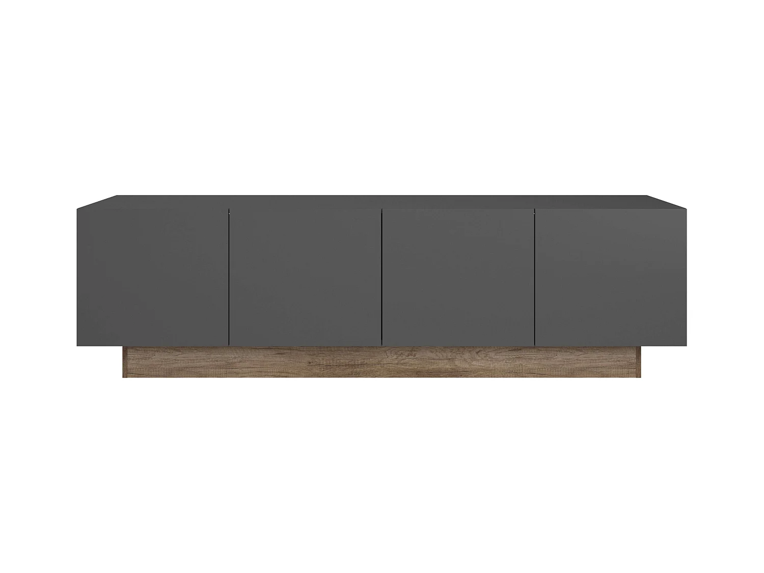 Meuble TV 4 portes Opec, gris et chêne, 184 x 53 x 41,7 cm, salon