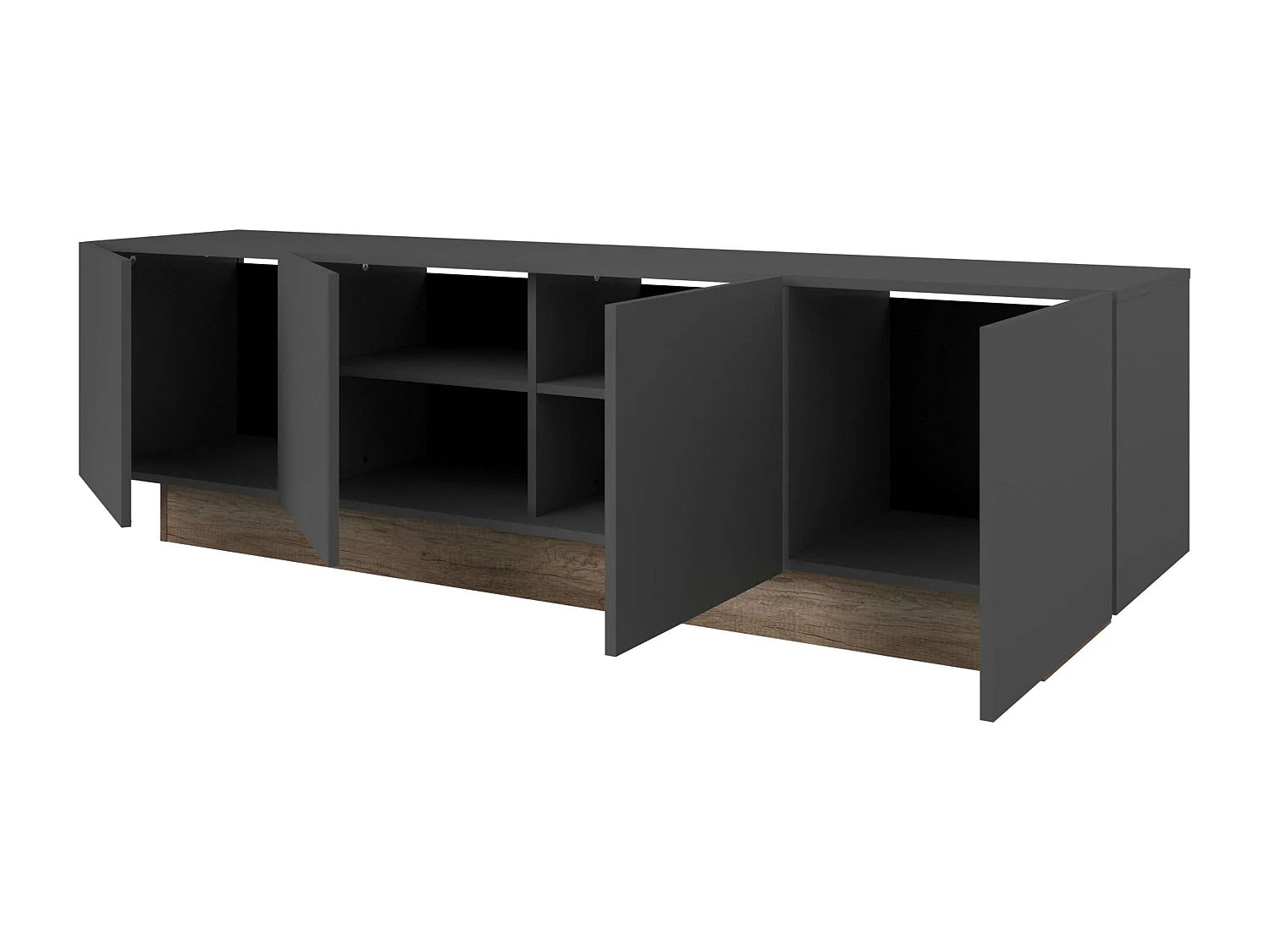 Mueble TV Opec 4 Puertas Gris y Roble 184x53x41,7 cm Salón