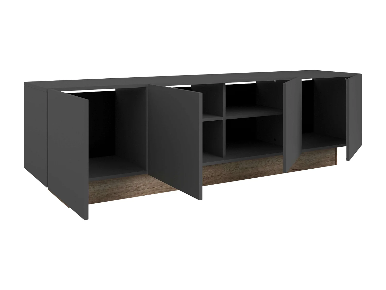Mueble TV Opec 4 Puertas Gris y Roble 184x53x41,7 cm Salón