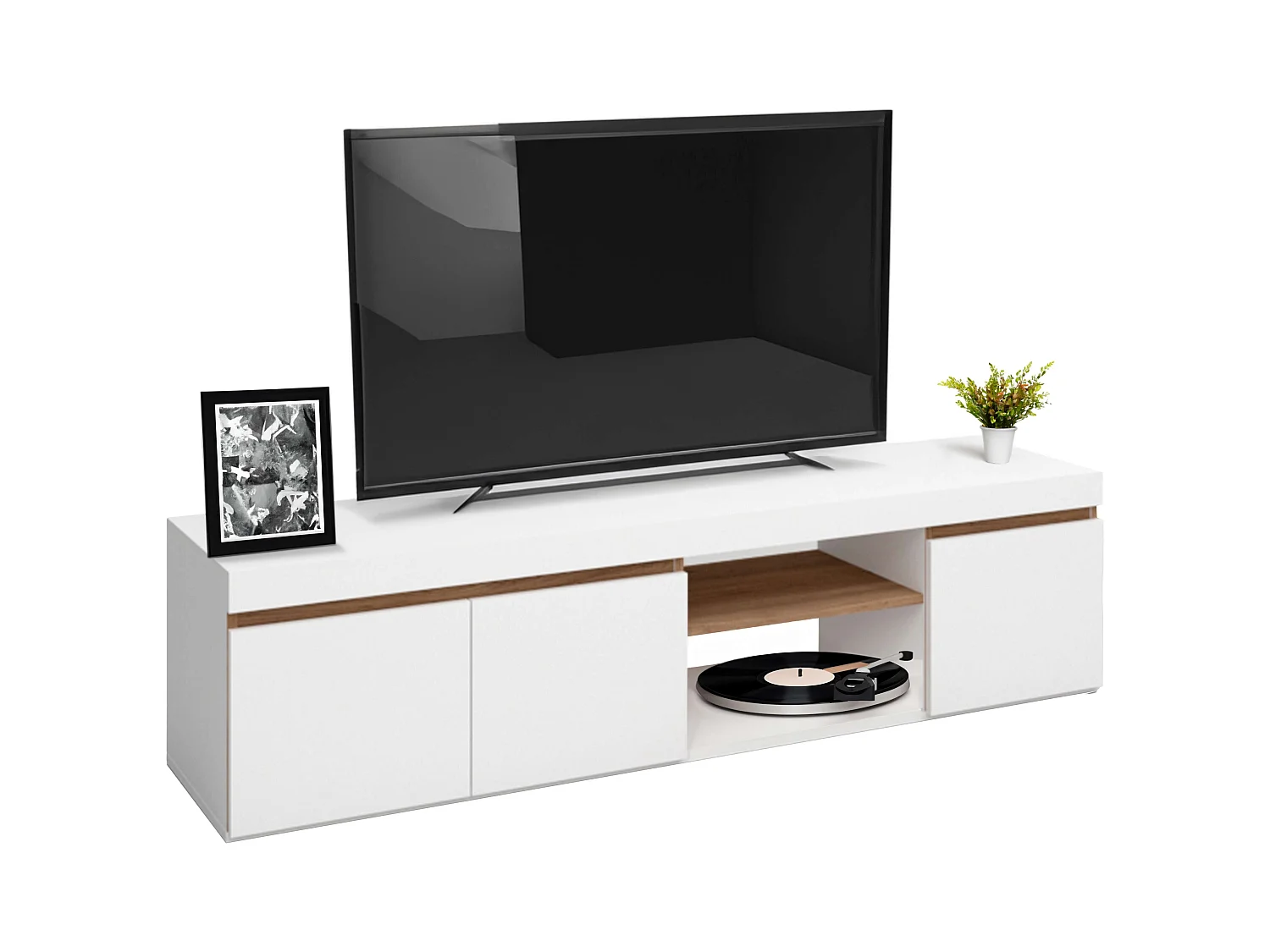 Mesa TV, Blanco Mate y Naturale, Mediano