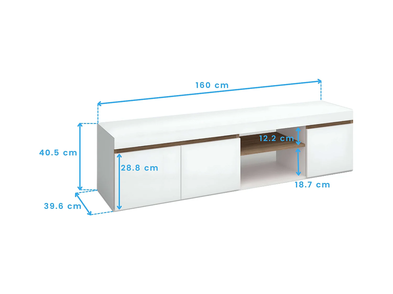 Mesa TV, Blanco Mate y Naturale, Mediano