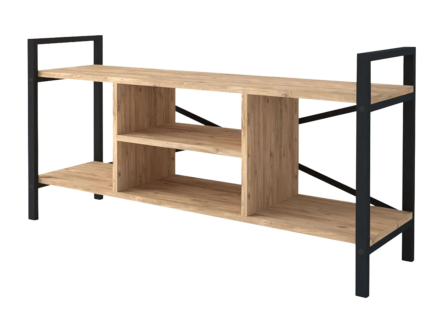 Meuble TV Rus 4 trous Noir/Chêne Safari 120x63x37 cm