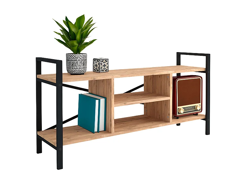 Móvel de TV Rus 4 furos preto/carvalho safari 120x63x37 cm